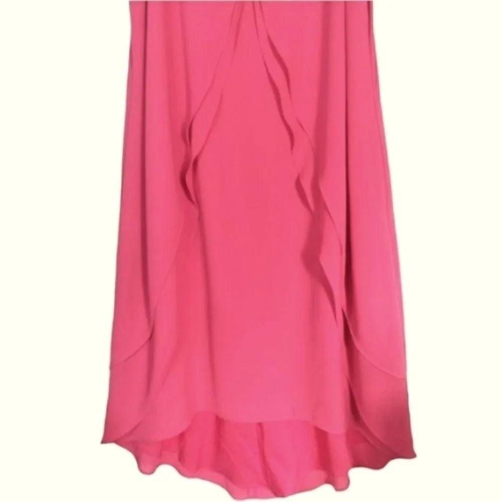 Chico's  Ellie Pink Sleeveless Layered Cascading Ruffle Midi Dress Size 4 - Picture 6 of 13